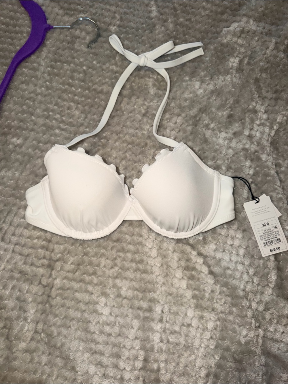White Halter Push-Up bathing suit top